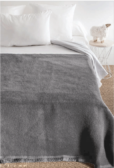 Couette- Couverture Couverture laine woolmark 180X240 double face 1 personne (pour lit de 90) 7coloris TOISON D'OR